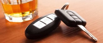 Алкоголь и ключи от автомобиля