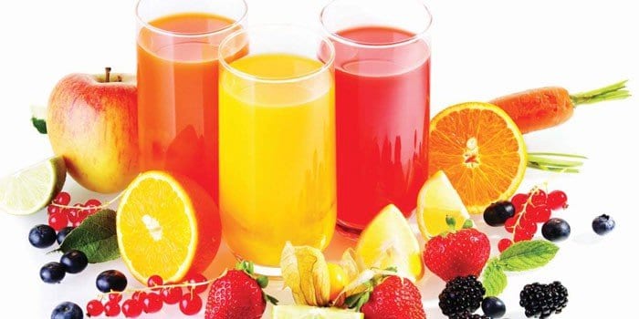 Fruit juices in glasses