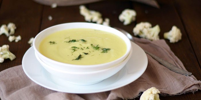 Creamy zucchini and cauliflower soup
