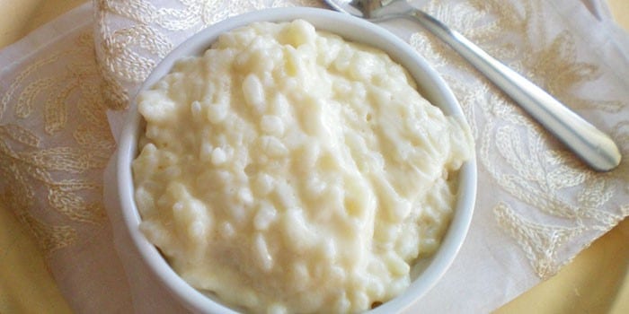 Milk rice porridge in a plate