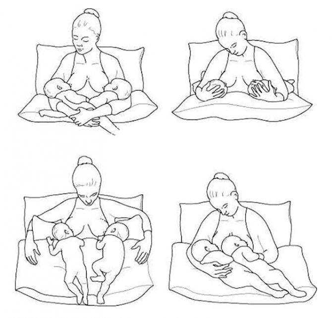 Positions for feeding twins