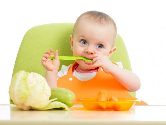 Child eats puree